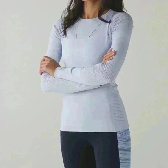 lululemon athletica Tops - 249. LULULEMON Light Speed Long Sleeve Top Cool Breeze Laser Cut Seamless small